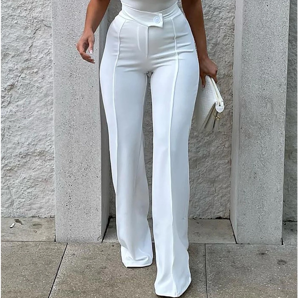 Wide Led Dress Pants- White
